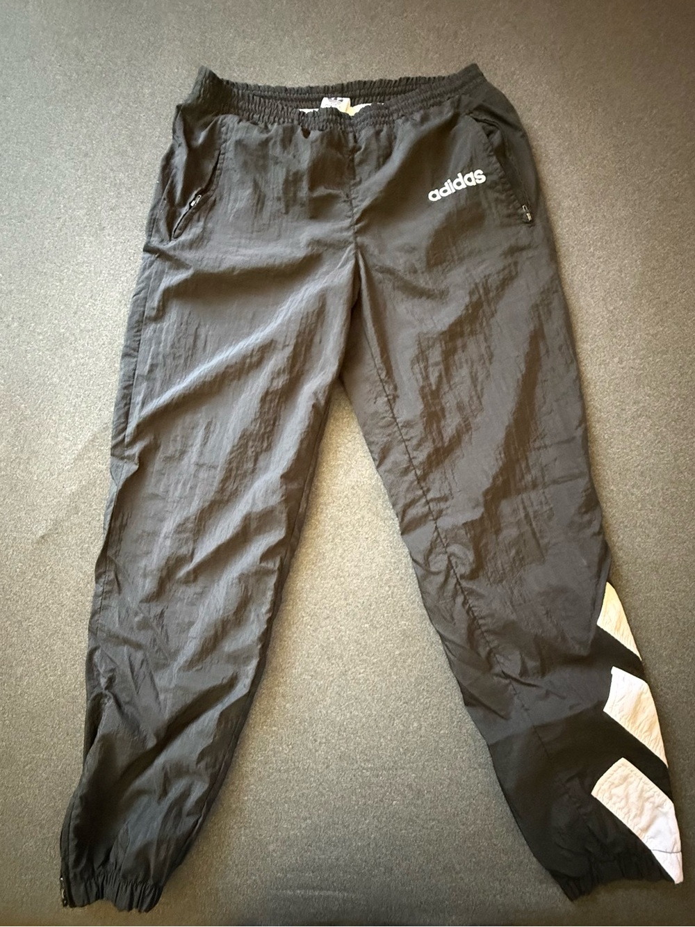 adidas Black Track Pants with White Interior Label vintage